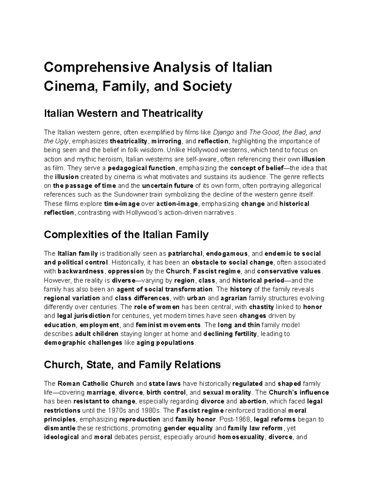 Comprehensive Insights into Italian Family Dynamics in Cinema (Course ...