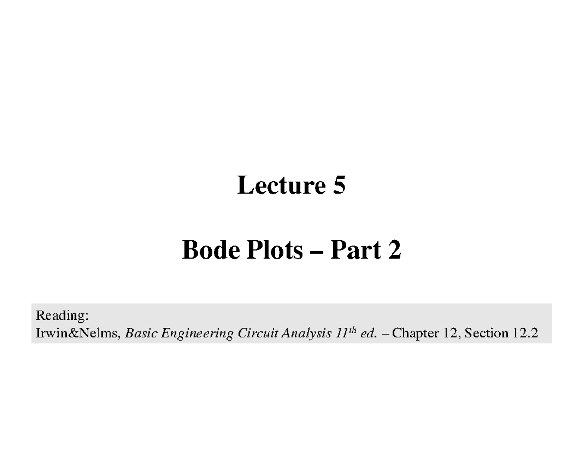 L05: Bode Plots Part 2 - Lecture Notes on Transfer Functions - Studocu