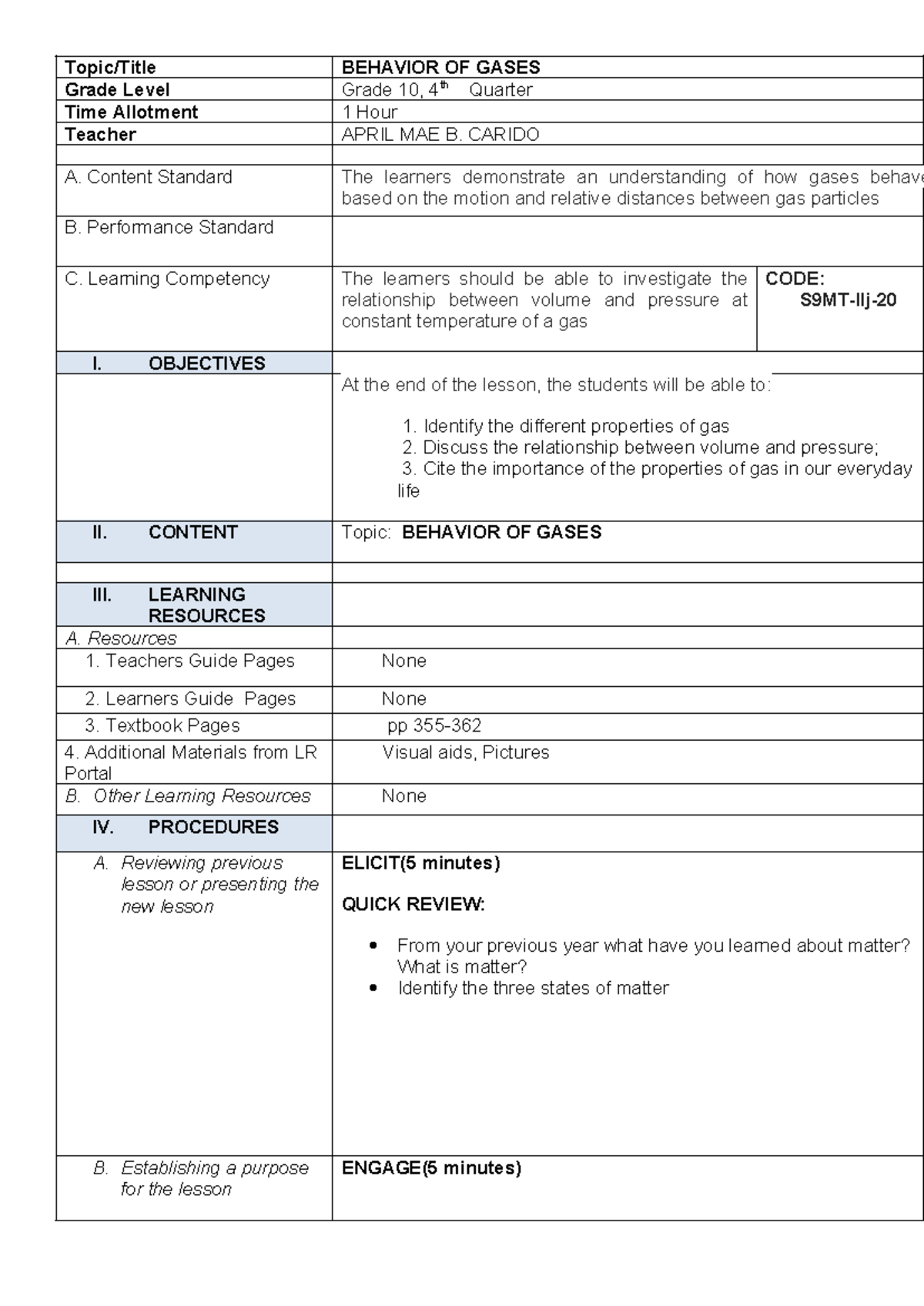 Q4-LP-WEEK1-DAY1- Properties OF GAS- Carido- Revised - Topic/Title ...