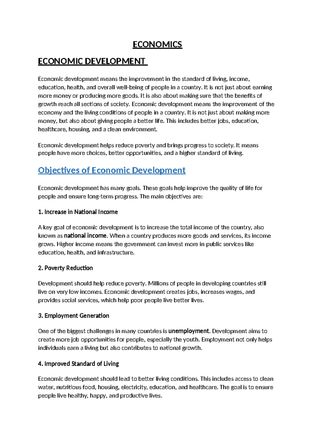 ECONOMICS 4TH SEM - Economic Development and Planning Notes for ECON-3 ...