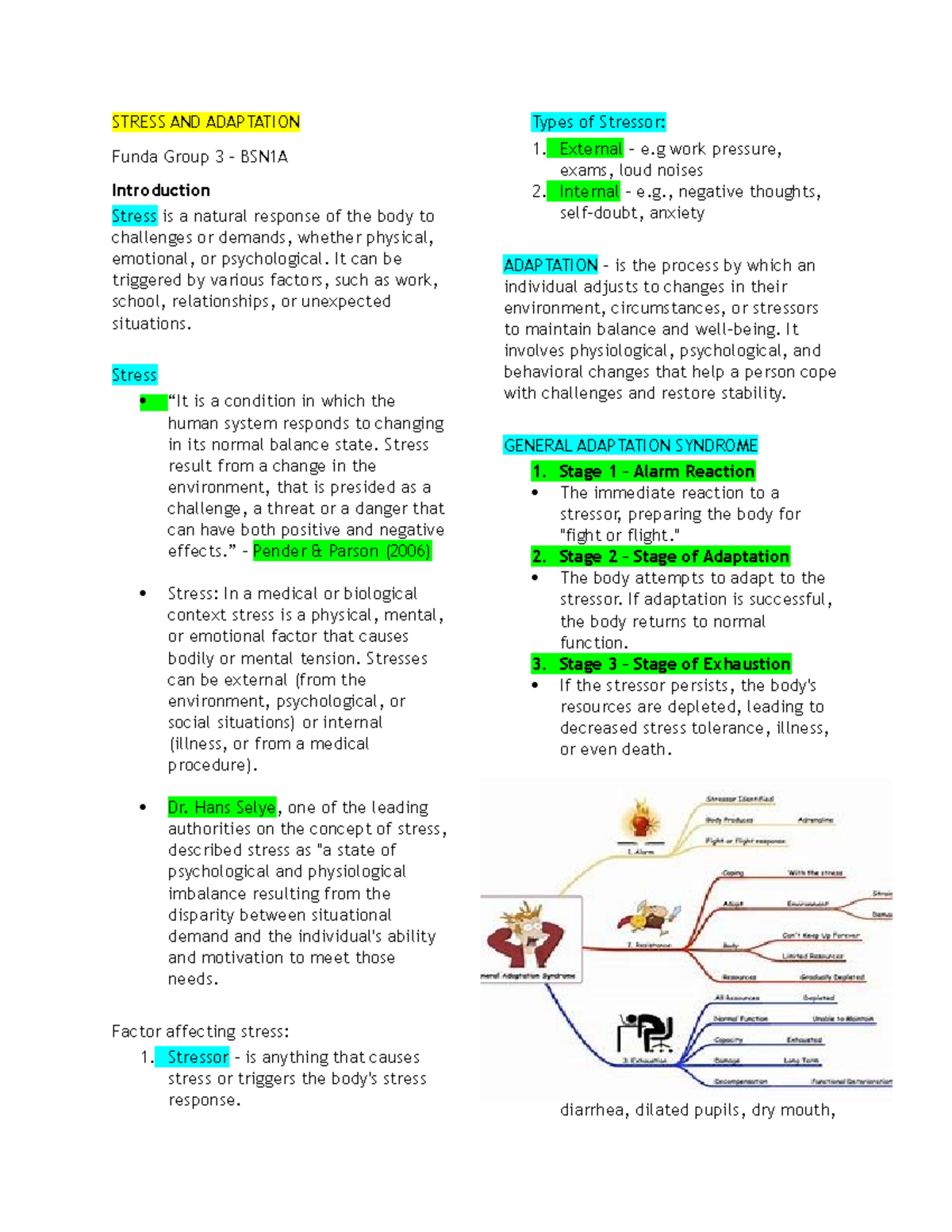 Stress AND Adaptation Funda Group 3 - STRESS AND ADAPTATION Funda Group ...
