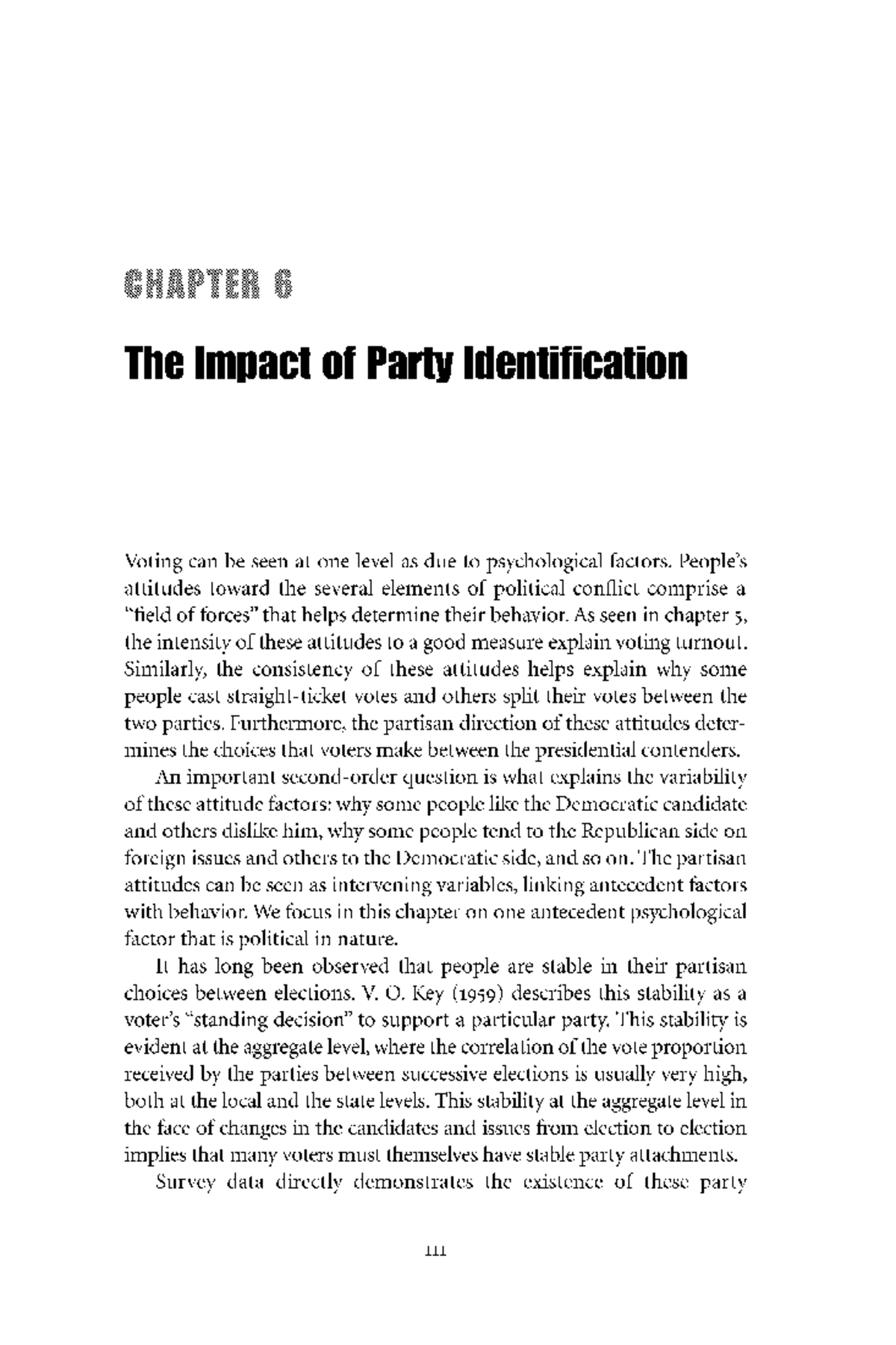 CHAPTER 6: The Impact of Party Identification on Voting Behavior - Studocu