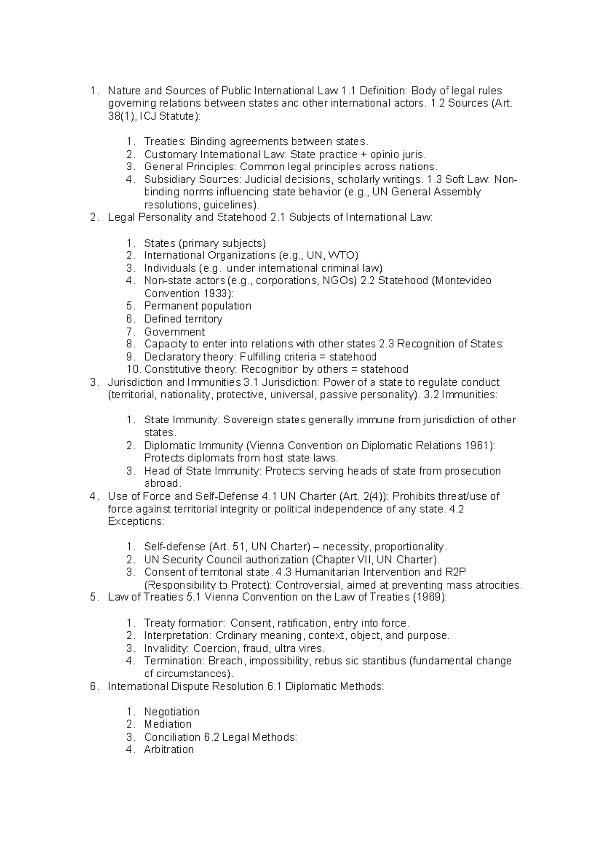 PIL Notes - Nature and Sources of Public International Law 1 Definition ...