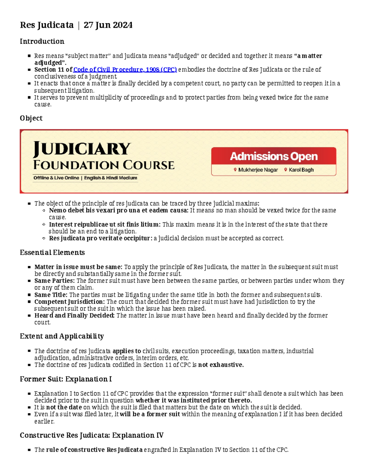 Res Judicata 27 Jun 2024 Introduction - Res Judicata | 27 Jun 2024 ...