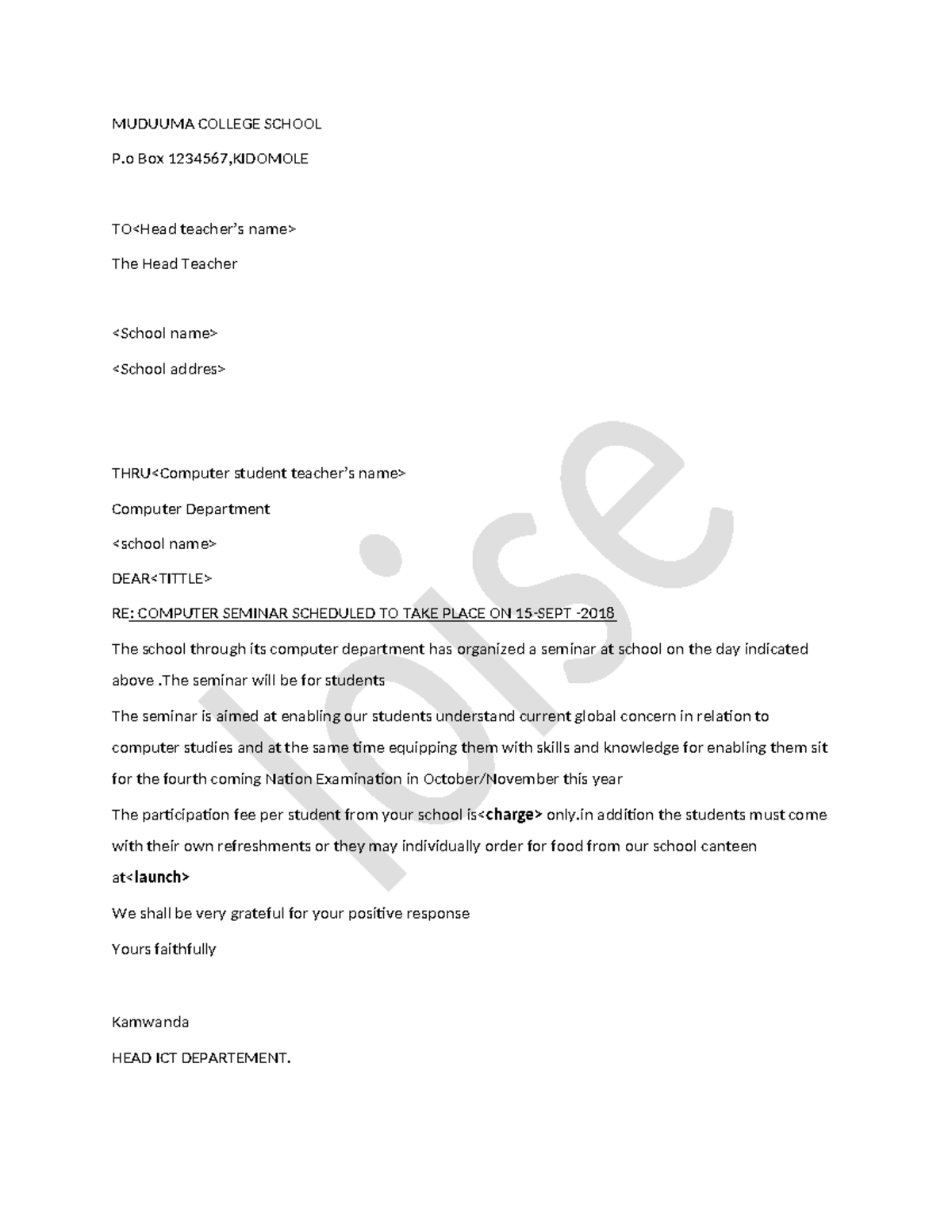 Computer Studies Seminar Schedule - MUDUUMA College Event - Studocu