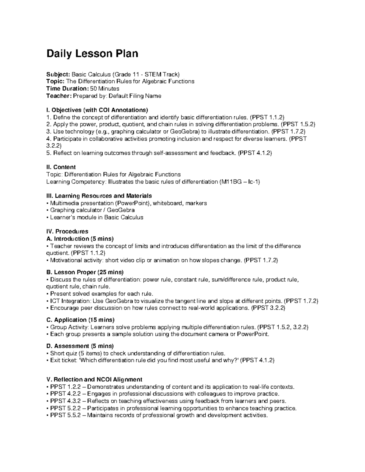 DLP: Basic Calculus - Differentiation Rules for Algebraic Functions ...