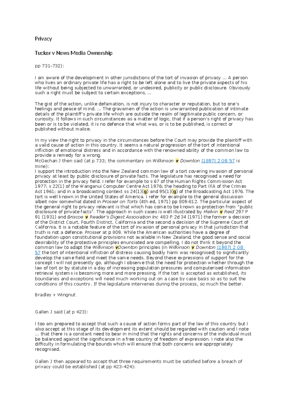 Privacy Law - Case Notes on Invasion of Privacy & Legal Precedents ...