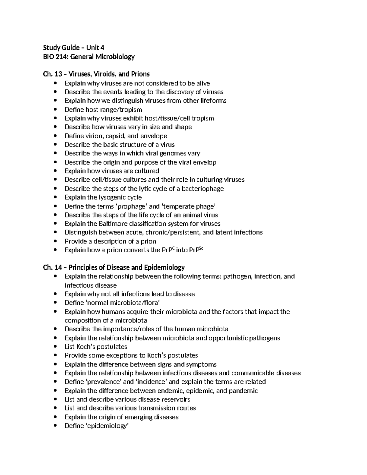 Study Guide: BIO 214 Final Exam - Microbial Biology & Pathogenicity ...