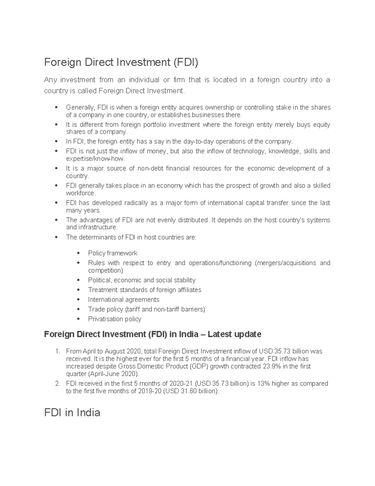Foreign Direct Investment (FDI) in India: Trends, Policies, and Impacts ...