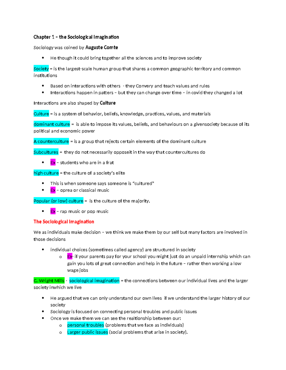 Chapter 1 – the Sociological Imagination - Chapter 1 – the Sociological ...