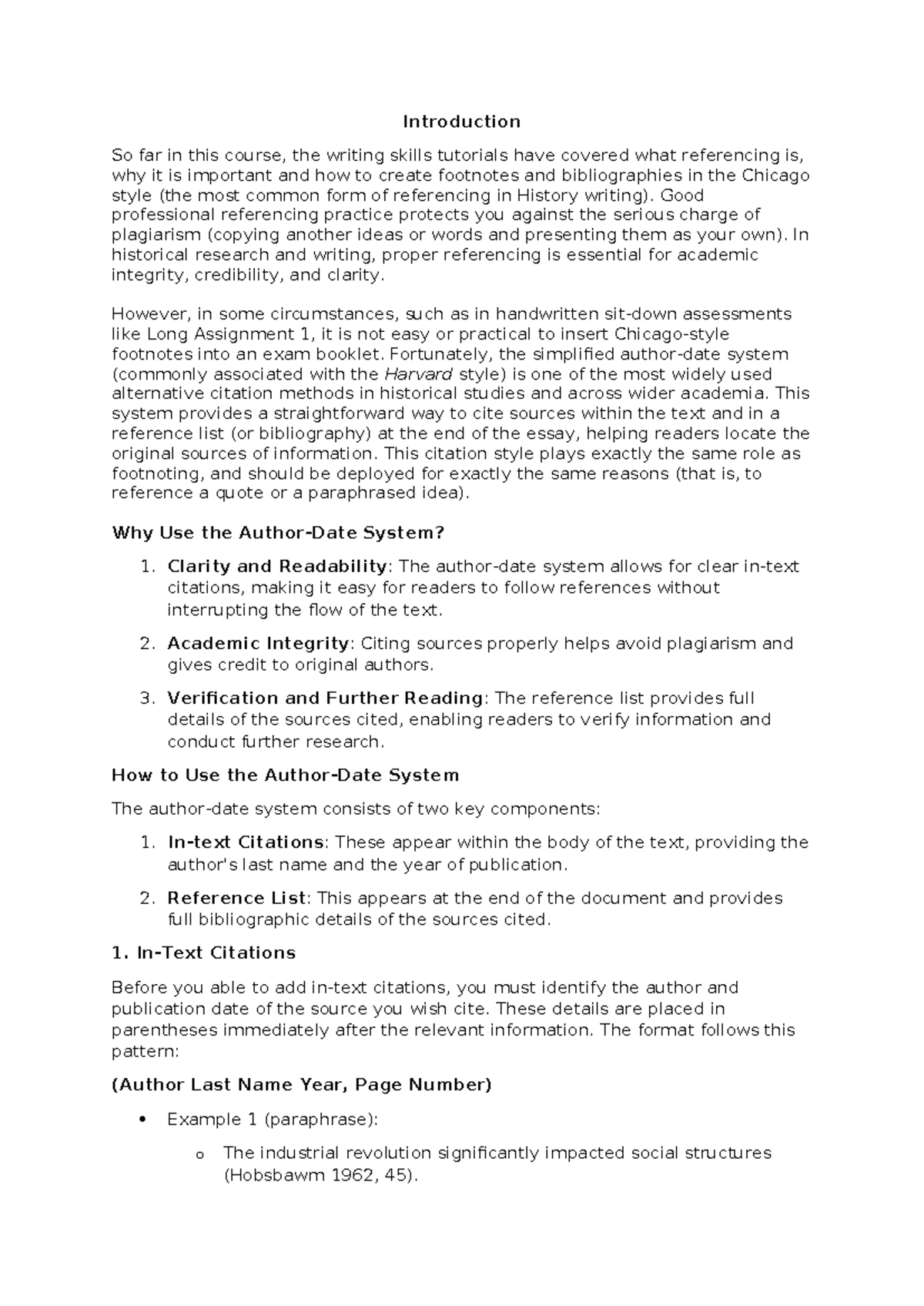 Harvard In-Text Citations Guidance for History Writing - Studocu