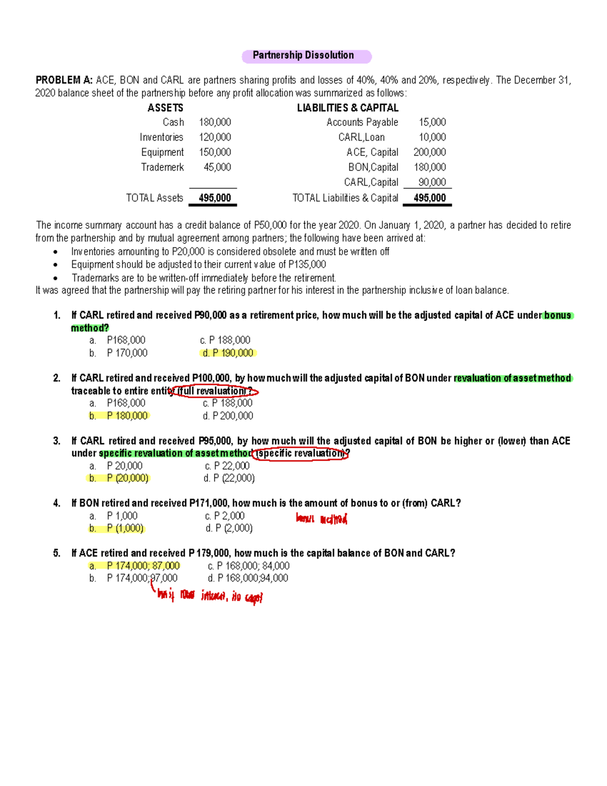 Partnership Dissolution & Liquidation Notes: Key Concepts and Problems ...