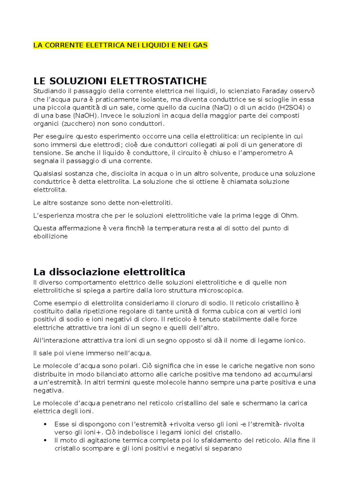Corso di Fisica: Corrente Elettrica in Liquidi e Gas - Approfondimenti