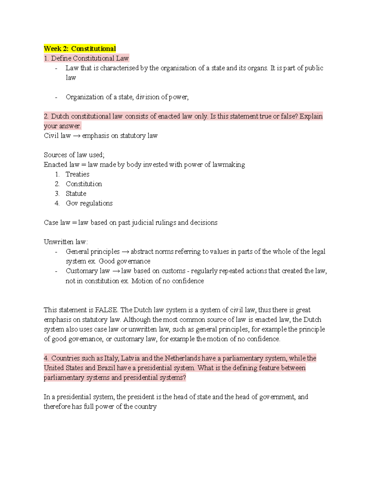 LLS Constitutional Law Exam Practice Questions & Answers - Studeersnel