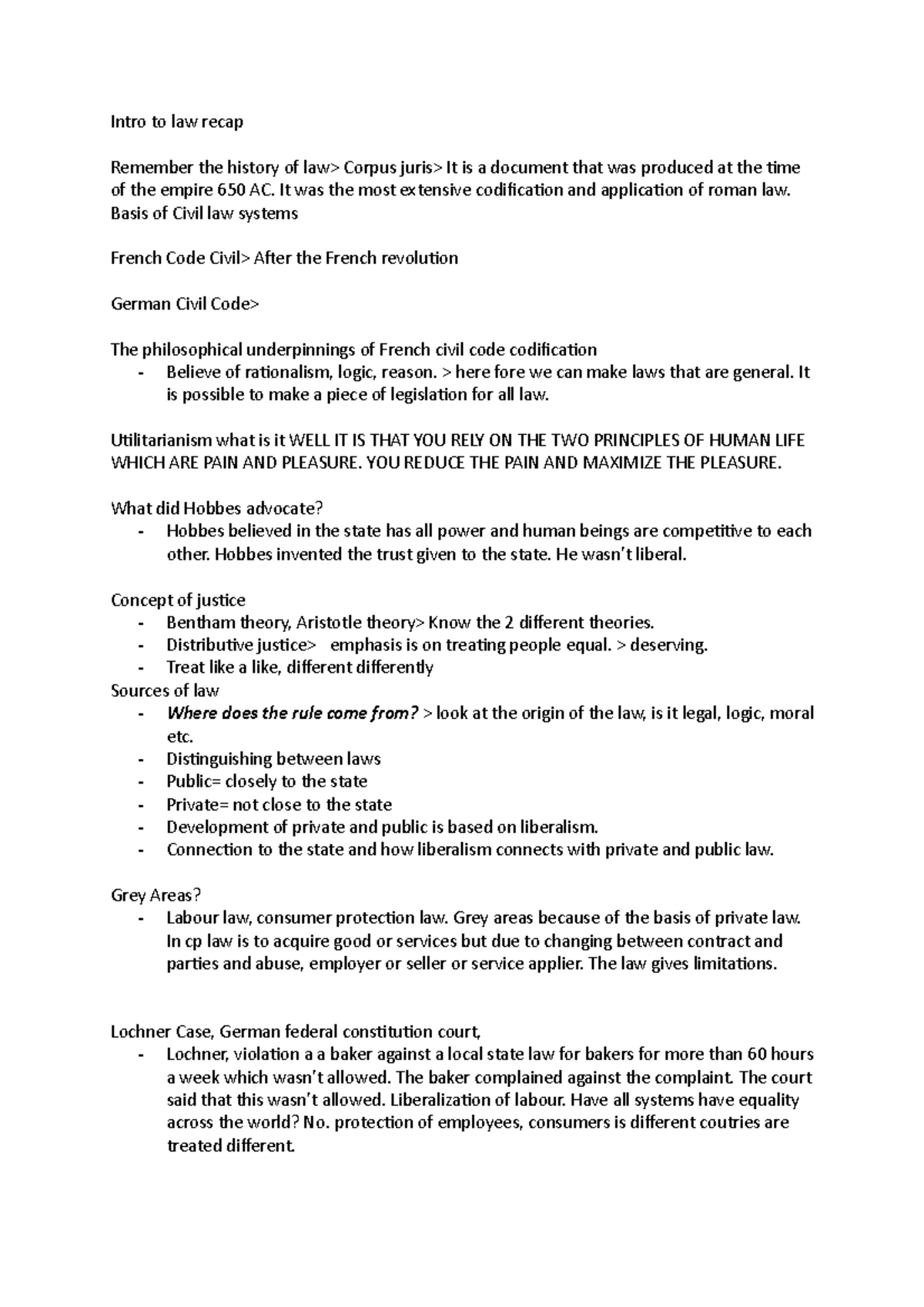 Intro to Law Lecture Recap - Key Concepts and Legal Foundations ...