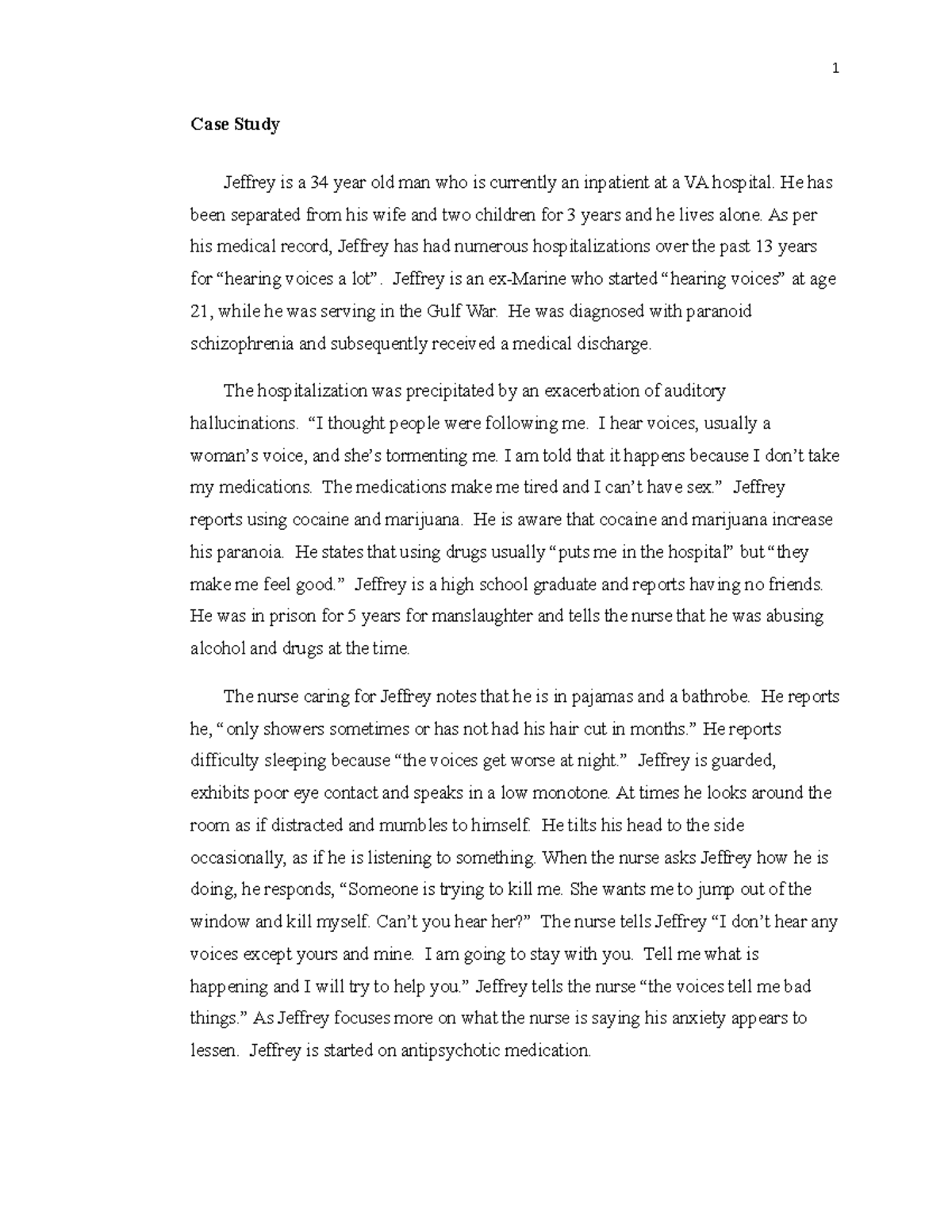 Case Study - Paranoid Schizophrenia: Overview & Nursing Considerations ...