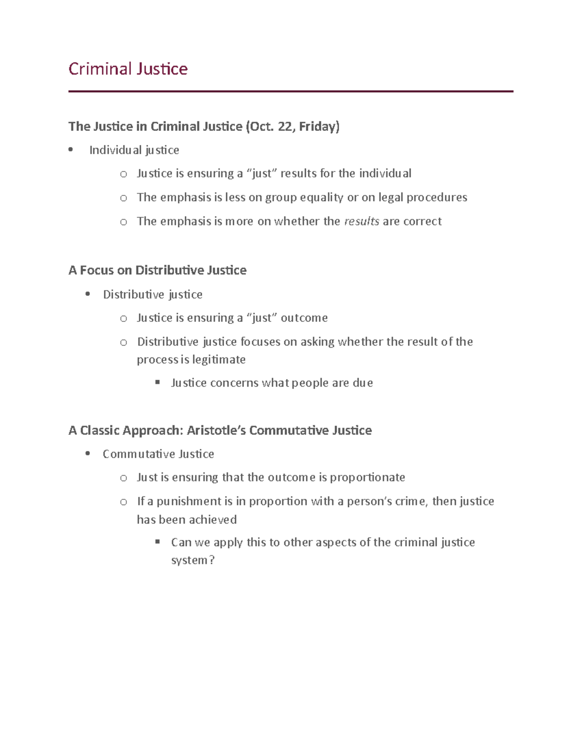 Criminal Justice Concepts: Key Notes for CRIM 101 Exam Review - Studocu