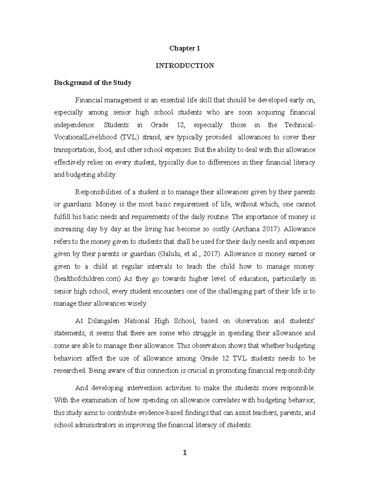 Chapter 1: Budgeting Practices and Spending Habits of Grade 12 TVL ...