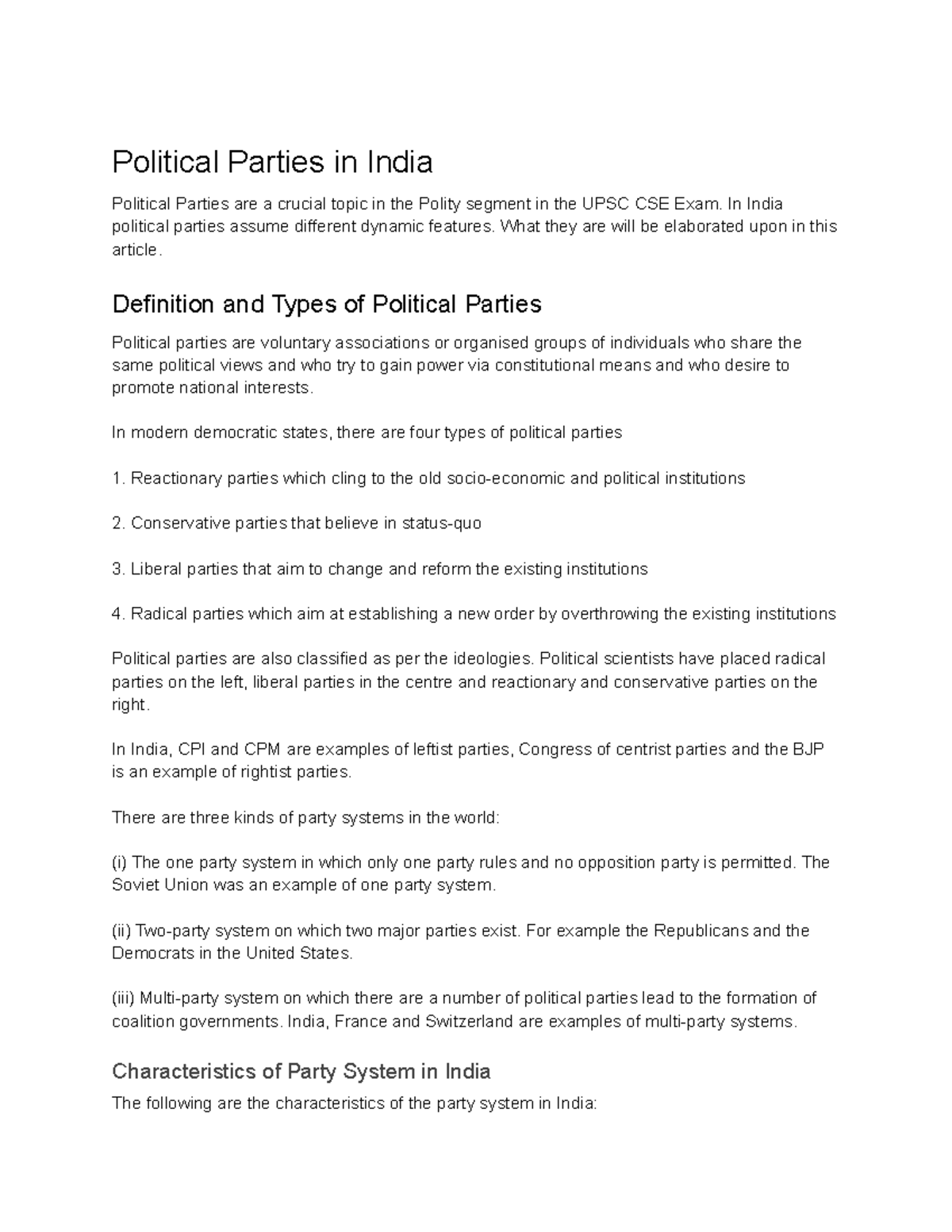 Political Parties in India's Multi-Party System - Overview and Analysis ...