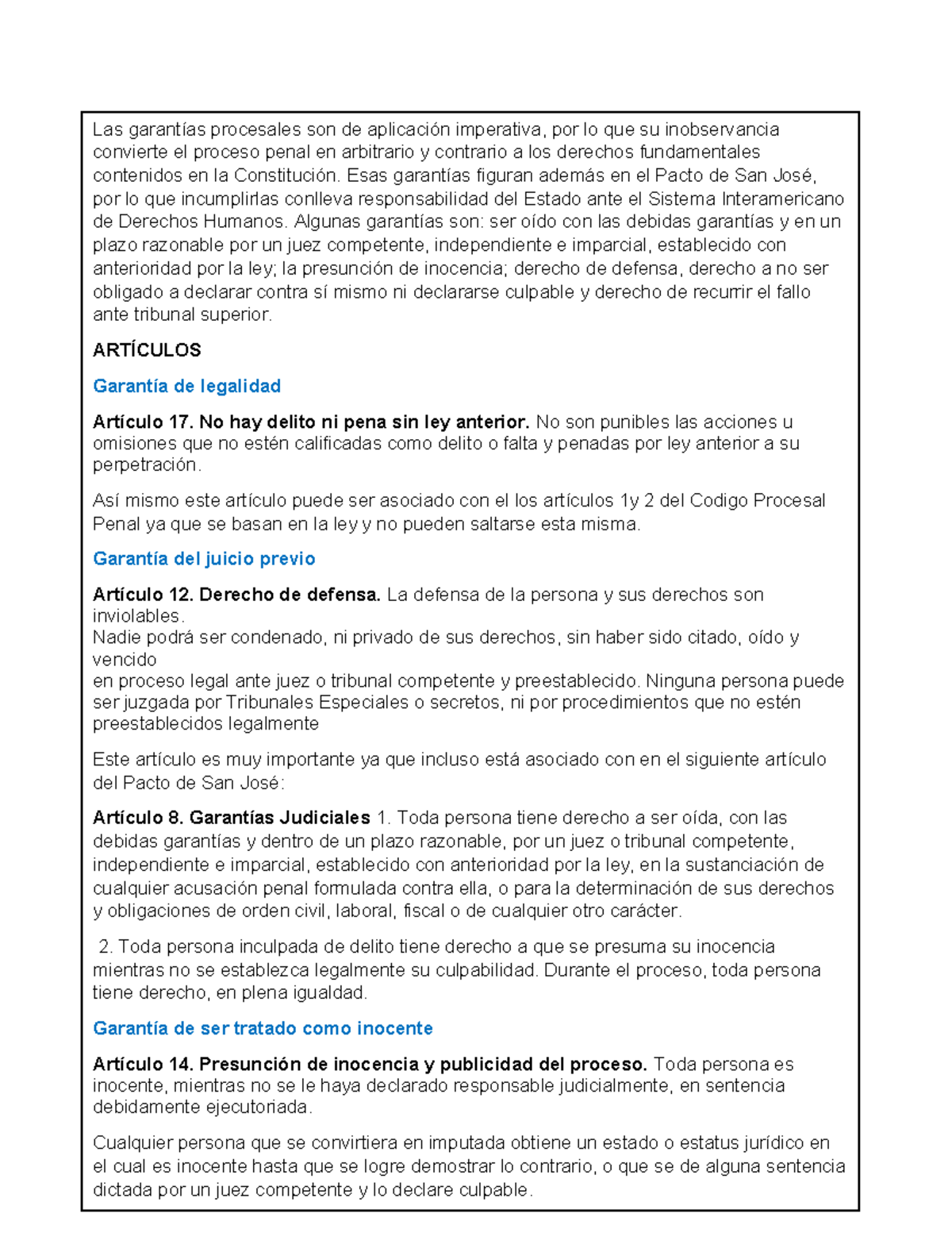 Estudio sobre Garantías Procesales en el Proceso Penal - Studocu