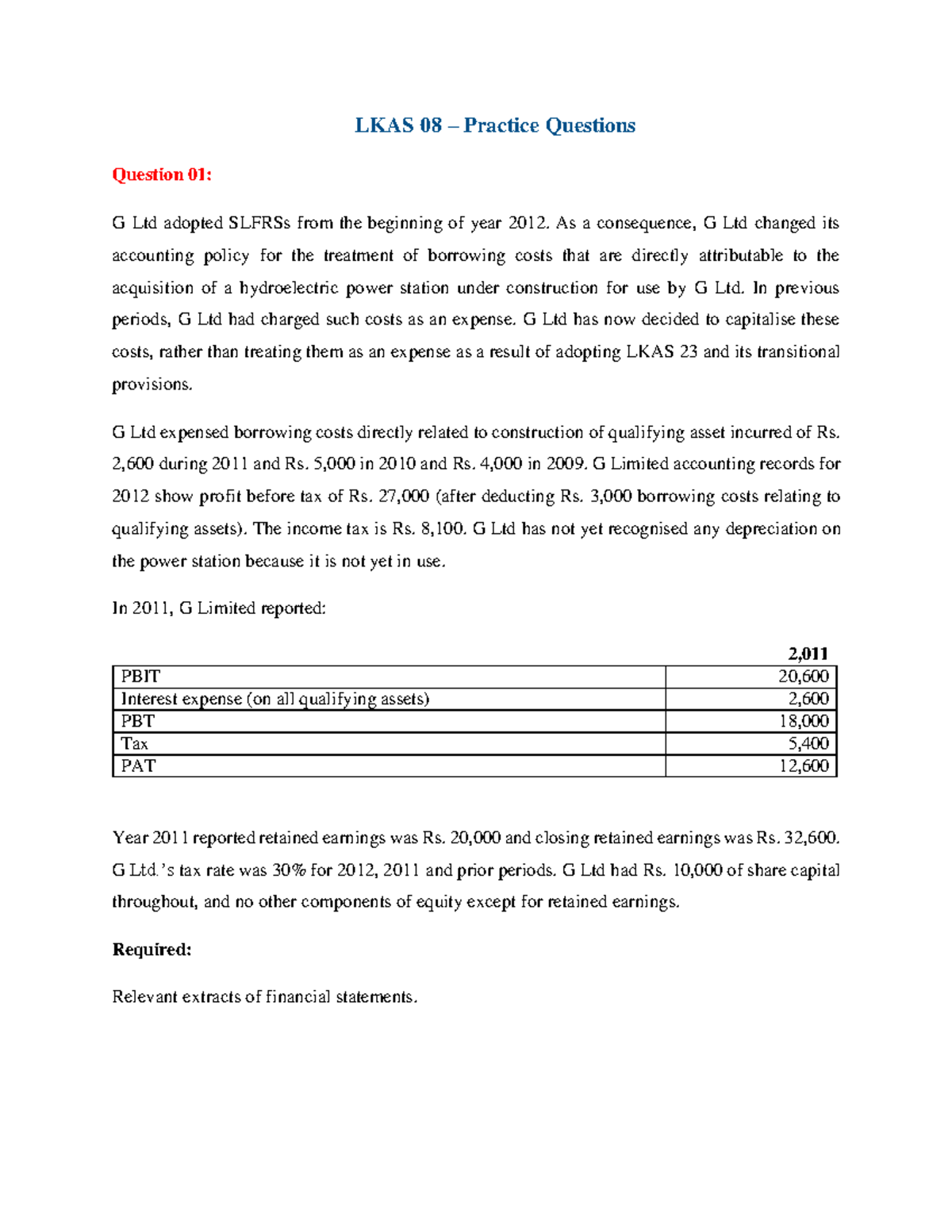 LKAS 08 Sample Practice Questions for Accounting Students - Studocu