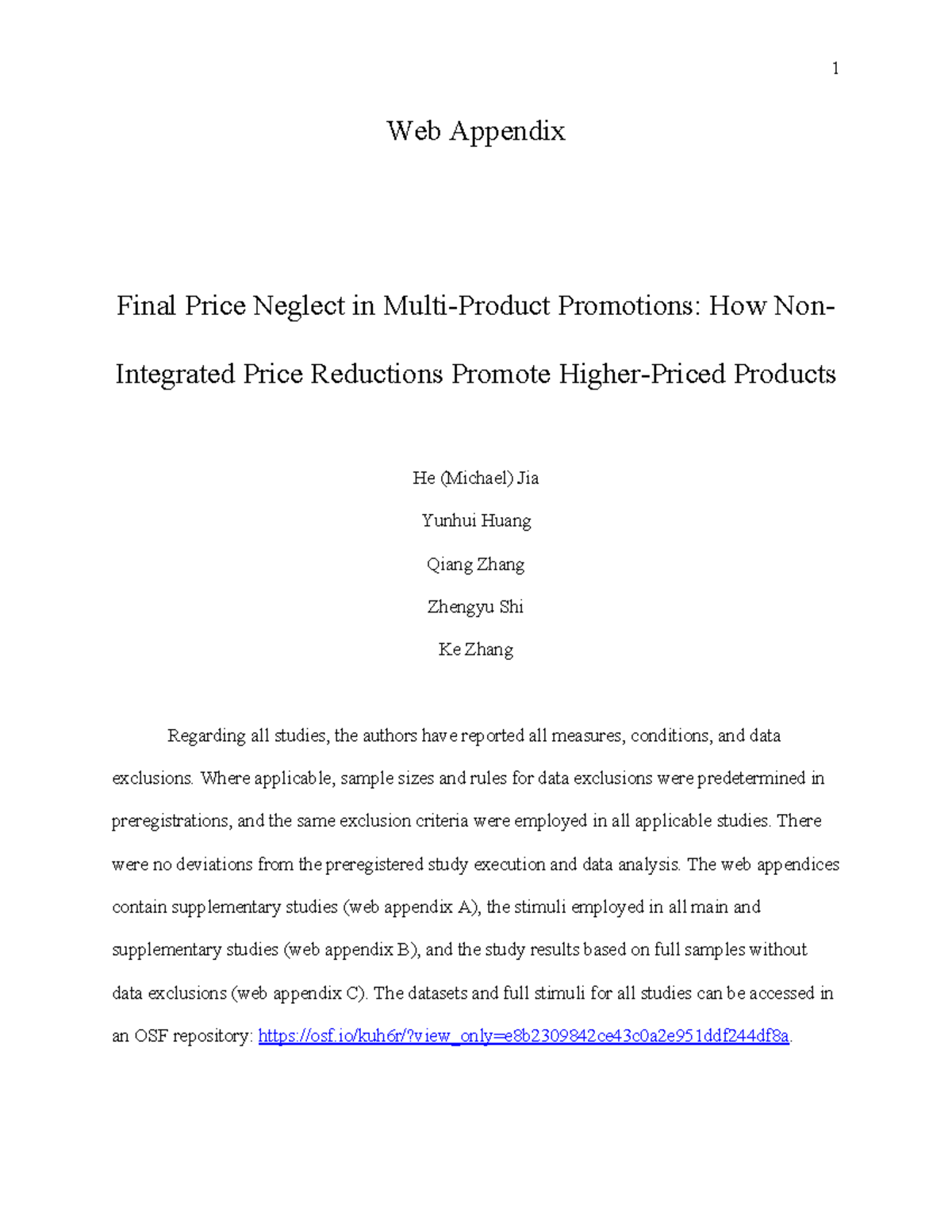 Ucad045 Web Appendix: Final Price Neglect in Promotions Studies - Studocu