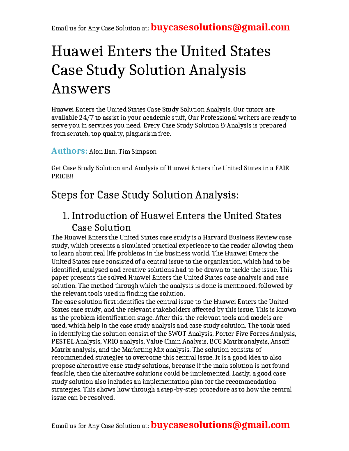 Case Study Solution: Huawei's Entry into the US Market Analysis - Studocu