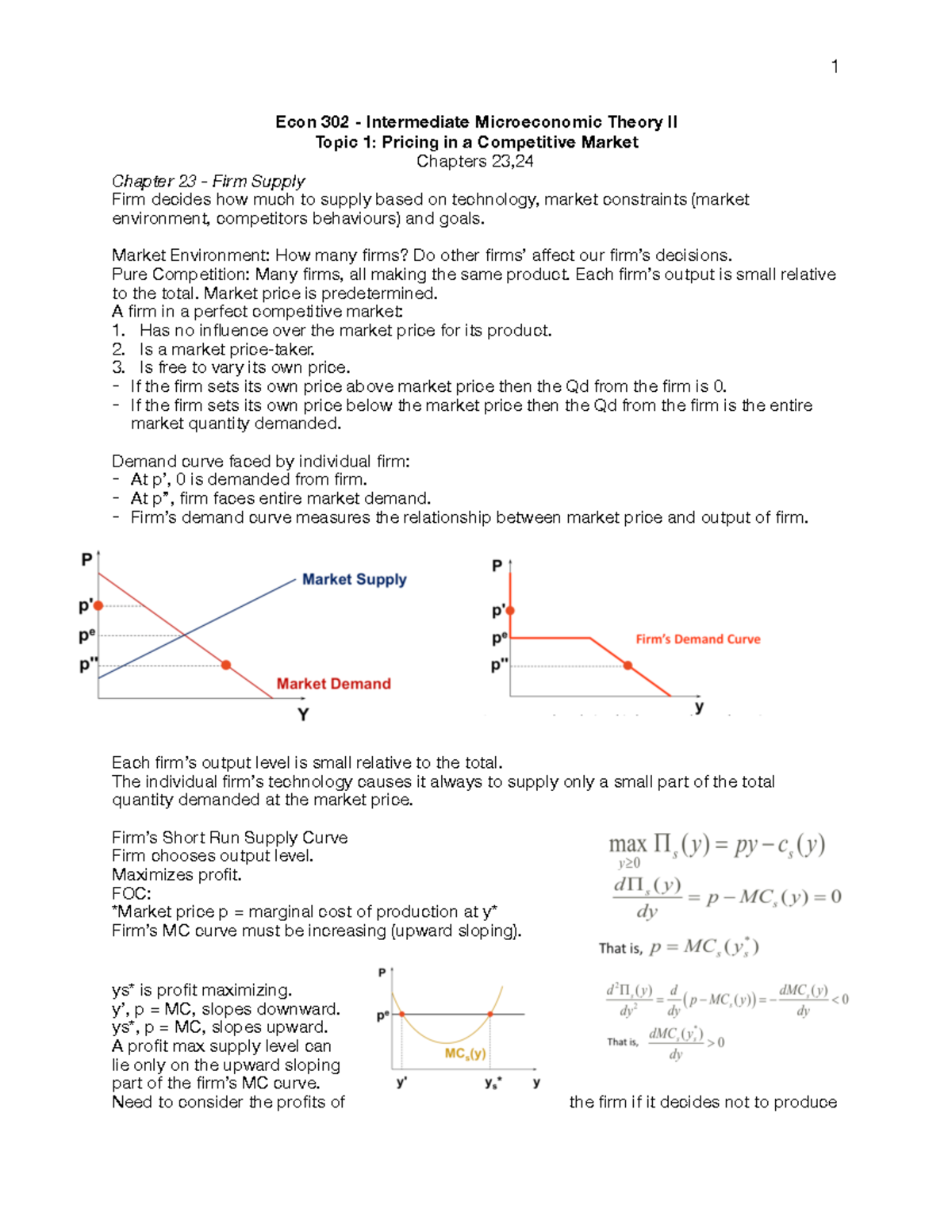 ECON302 Topic 1 - 1 Econ 302 Intermediate Microeconomic Theory II Topic ...
