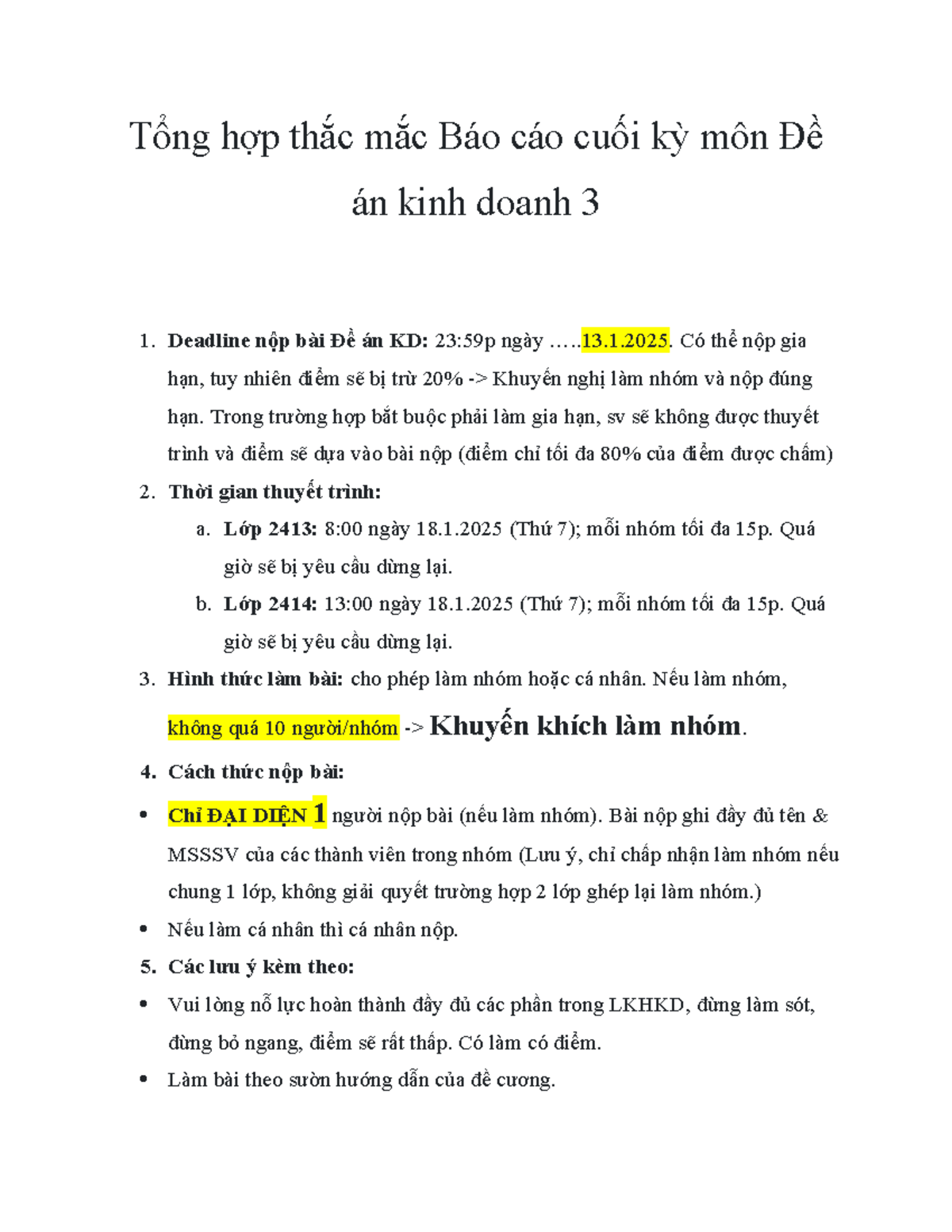 Hướng dẫn DAKD 3 - zczsc - Tổng hợp thắc mắc Báo cáo cuối kỳ môn Đề án ...