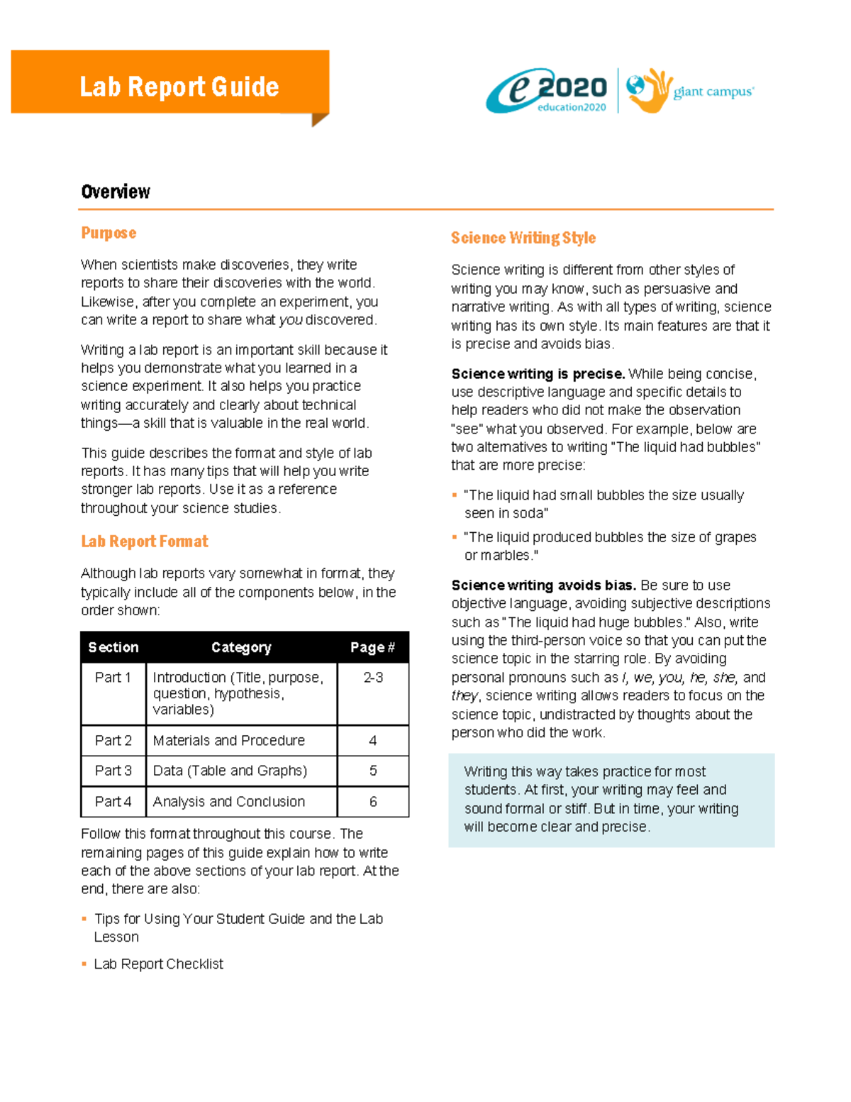 Lab Report Guide: Writing Style and Format Overview - Studocu