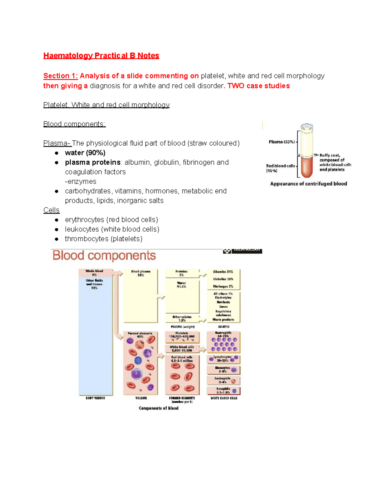 Haematology Practical B: Slide Analysis & RBC Disorders Notes - Studocu