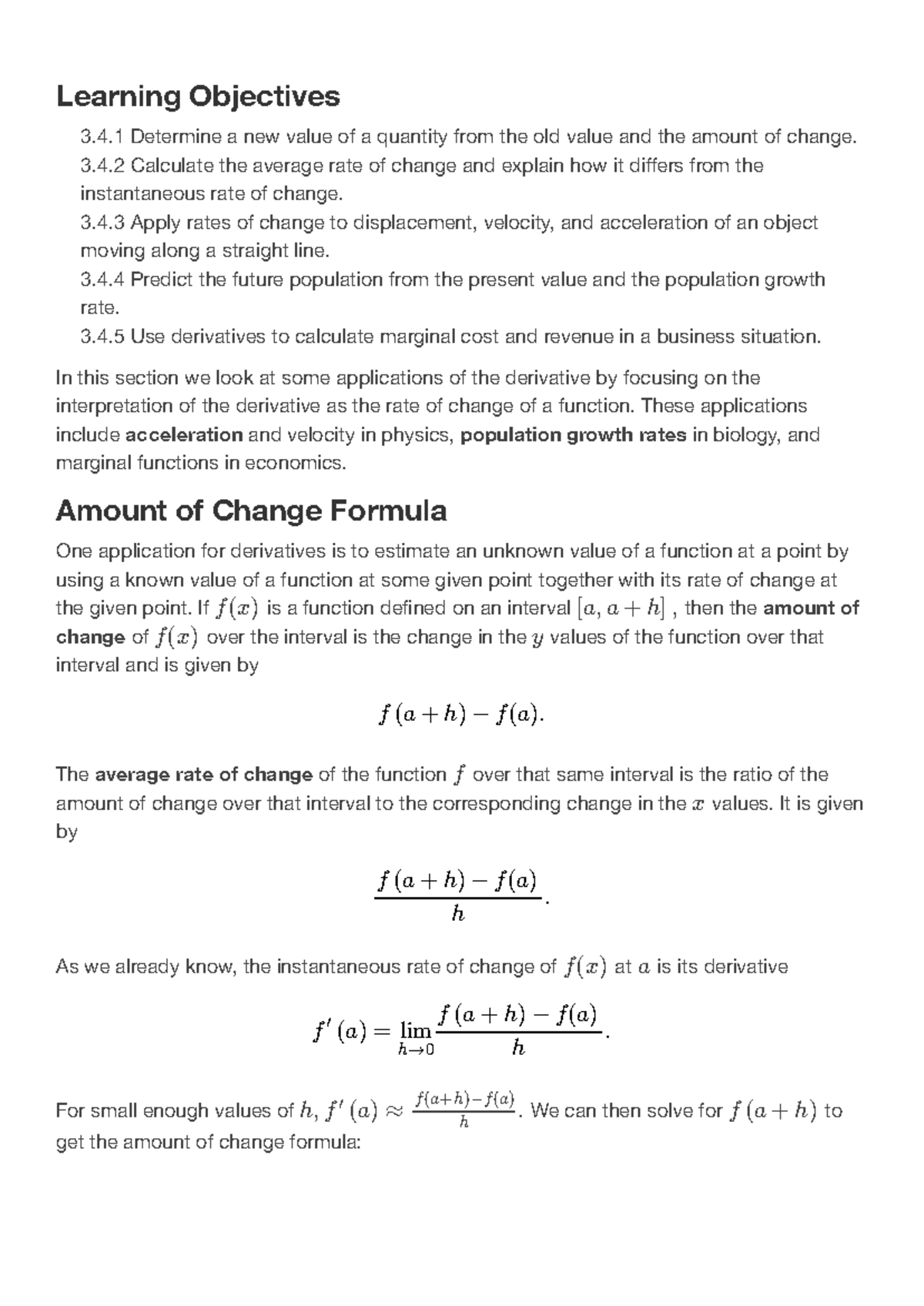 3.4 Derivatives as Rates of Change - Calculus Volume 1 (OpenStax) - Studocu