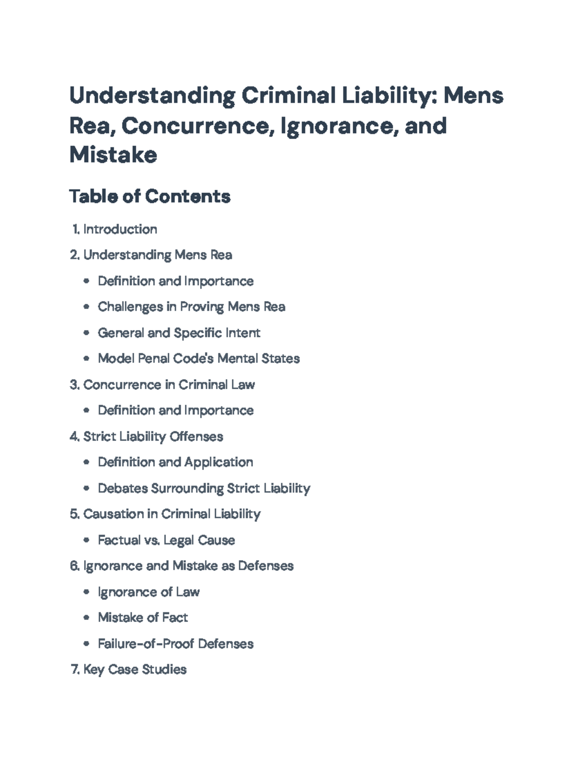 Understanding Criminal Liability: Mens Rea and Defenses in Law ...