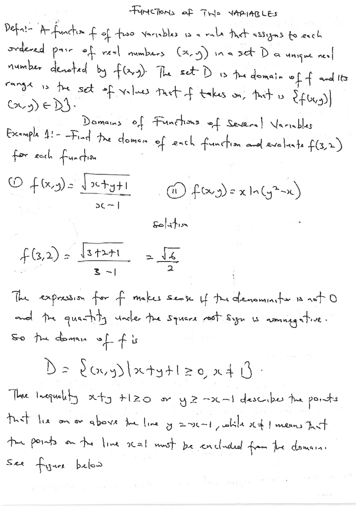 Functions of Two Variables: Limits and Continuity (MATH 101) - Studocu