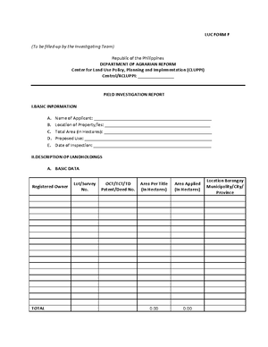 DENR Certification LUC Form No. 6 Series of 2002 - Land Use Conversion ...
