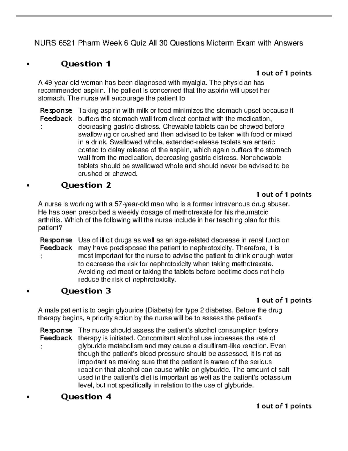 健康・医学 Answers to Everyday Questions NR 507 MIDTERM EXAM 2 – QUESTION AND ANSWERS[NR 507 Week 4