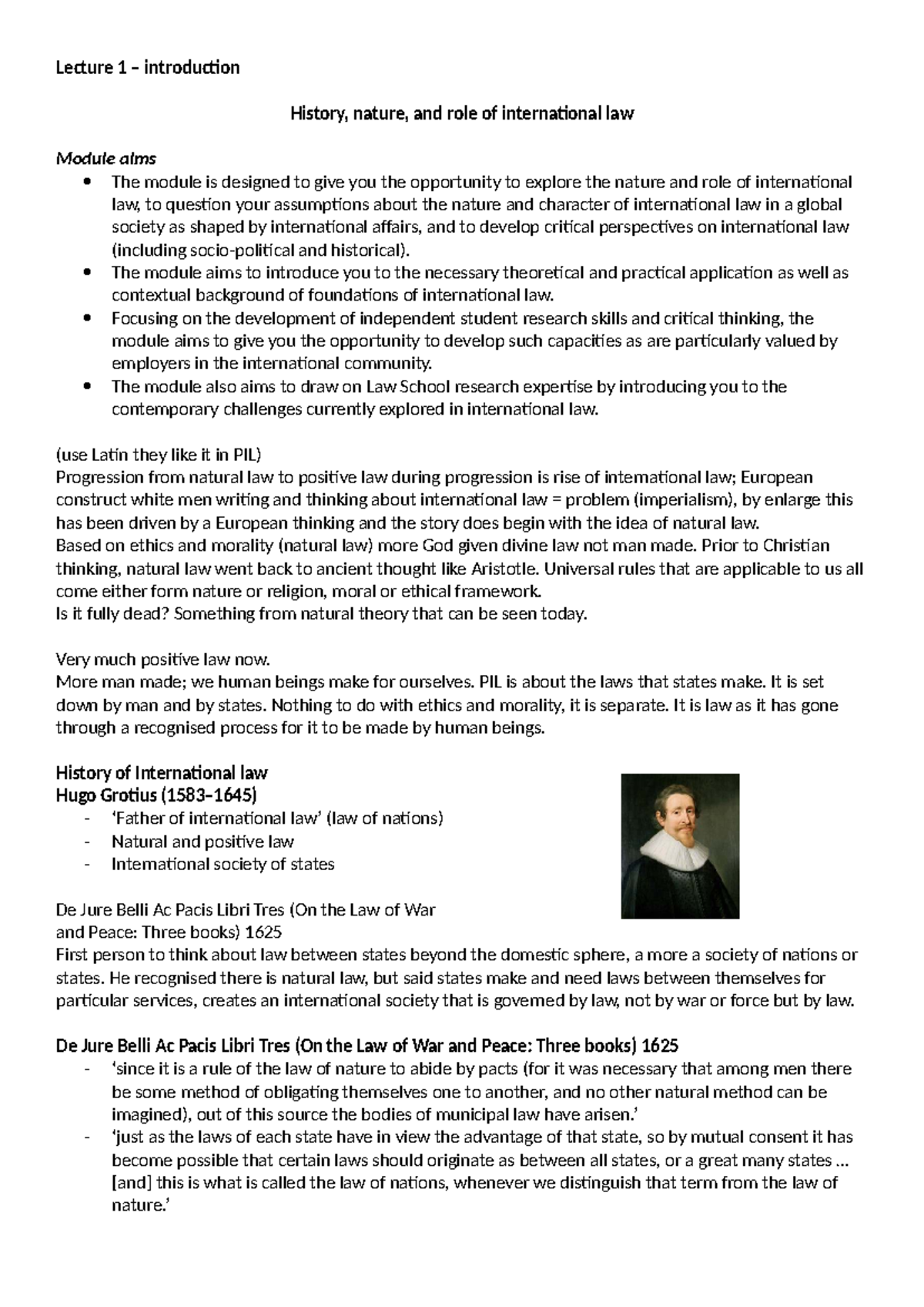 Lecture 1: Introduction to the History and Nature of International Law ...