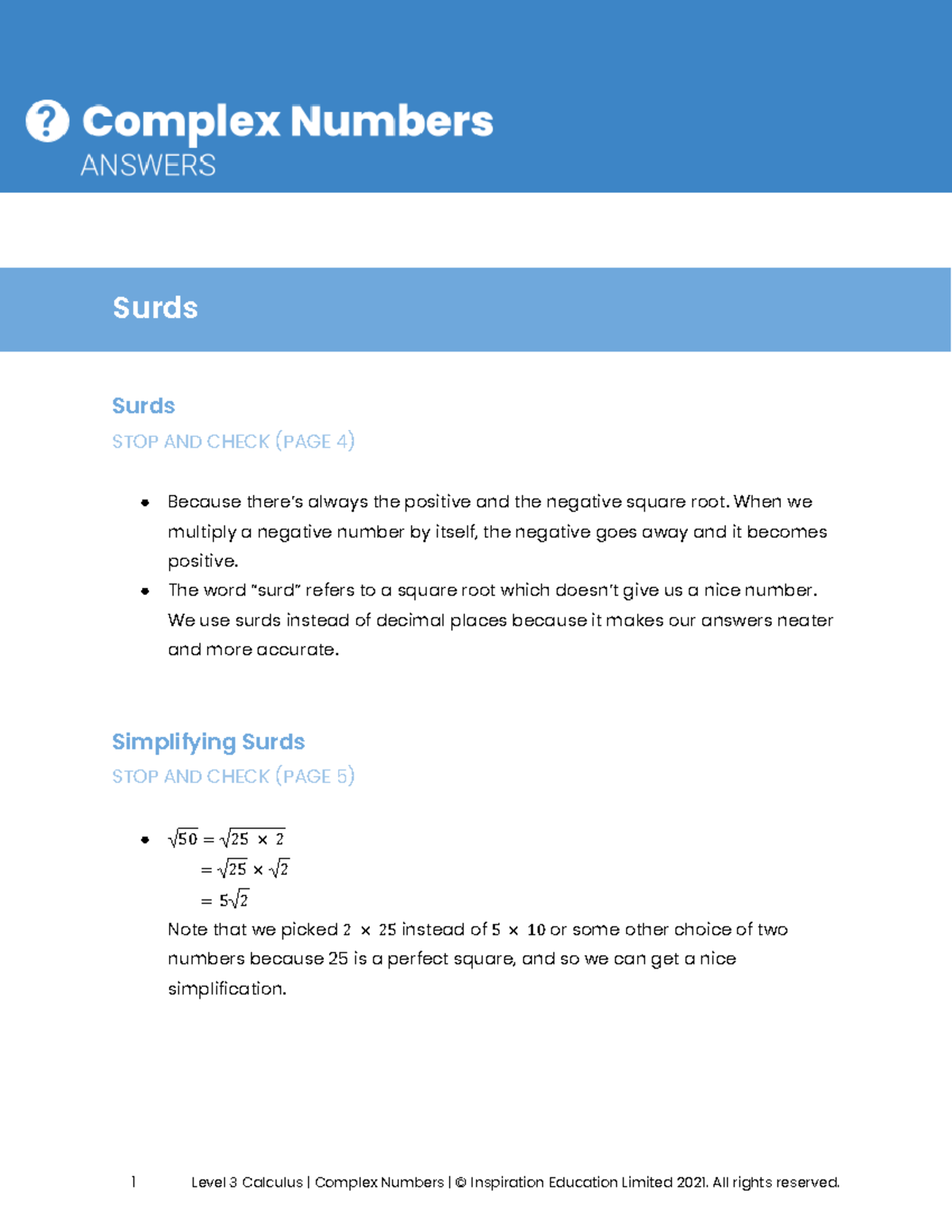 L3 Calculus Complex Numbers Study Guide and Solutions - Studocu