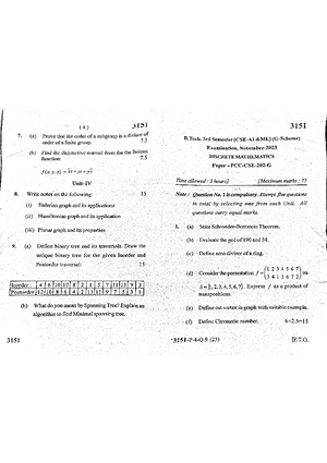 3016 B.Tech. (CSE) 2nd Sem Exam: Probability & Statistics Overview ...