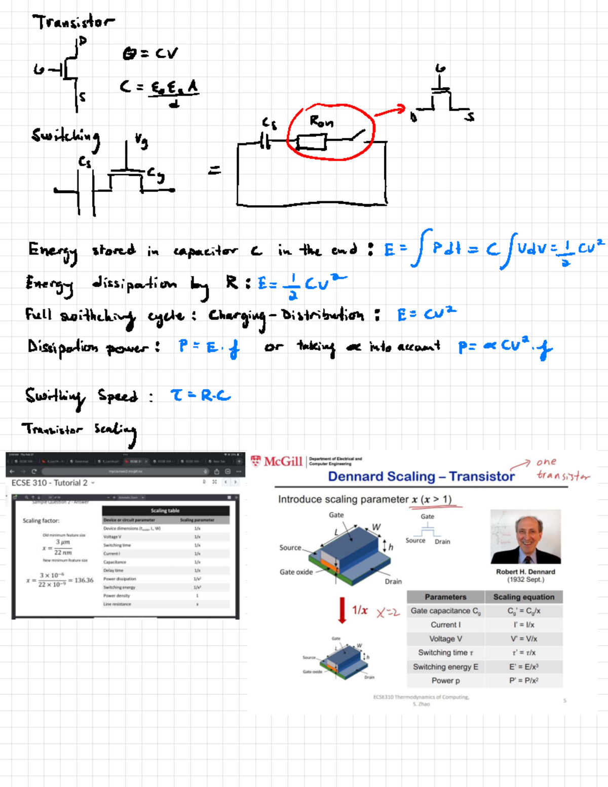 Formulas ECSE 310 - formula sheet aaaaaaa - Transistor switching , Va ...