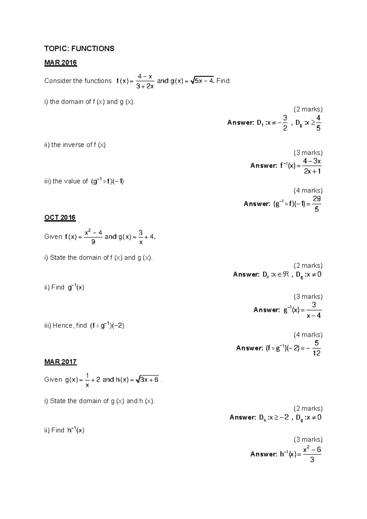 Chapter 2 Functions - Practical Exercises and Solutions - Studocu