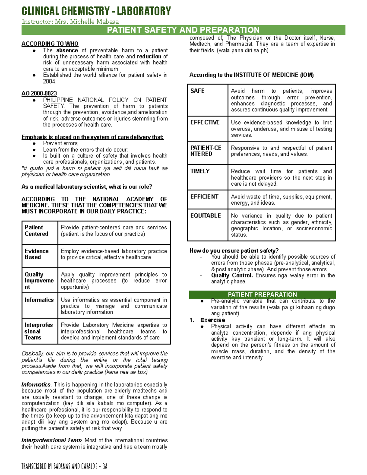 CLINICAL CHEMISTRY LAB (C.C. & C.B.) - Patient Safety & Preparation ...