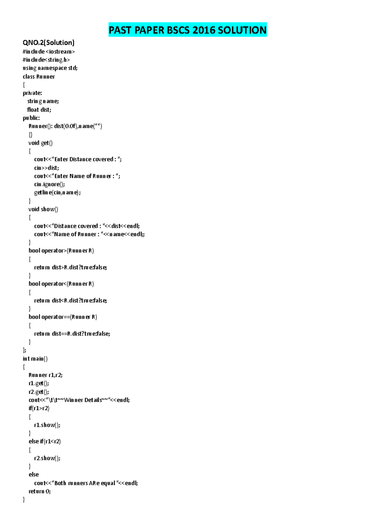 PAST PAPER BSCS (2016-2022) SOLUTIONS & CODES SAMPLES - Studocu