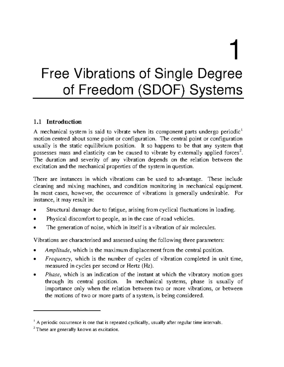Free Vibrations and Damping in SDOF Systems (ENGR 101) - Studocu