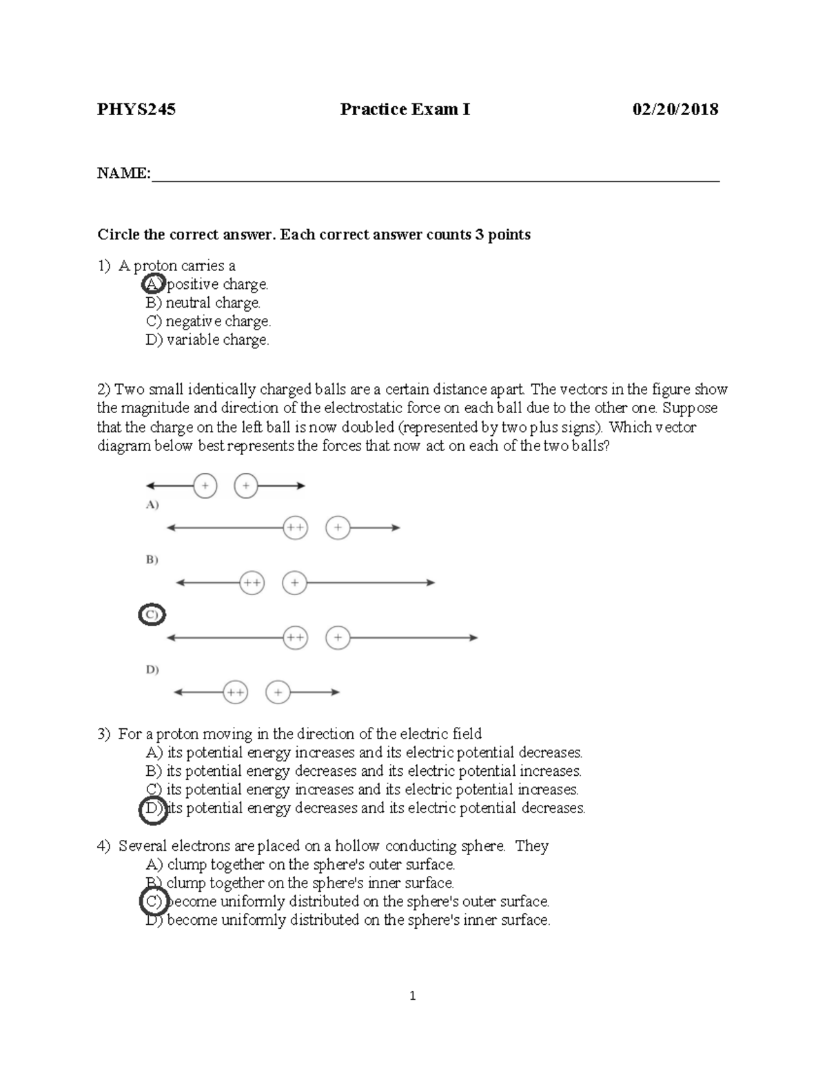 PHYS245 2018 Practice Exam Questions and Solutions - Studocu