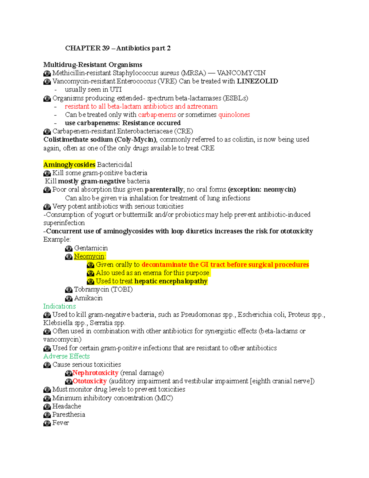 CH 39 Antibiotics PART 1 - CHAPTER 39 – Antibiotics part 2 Multidrug ...