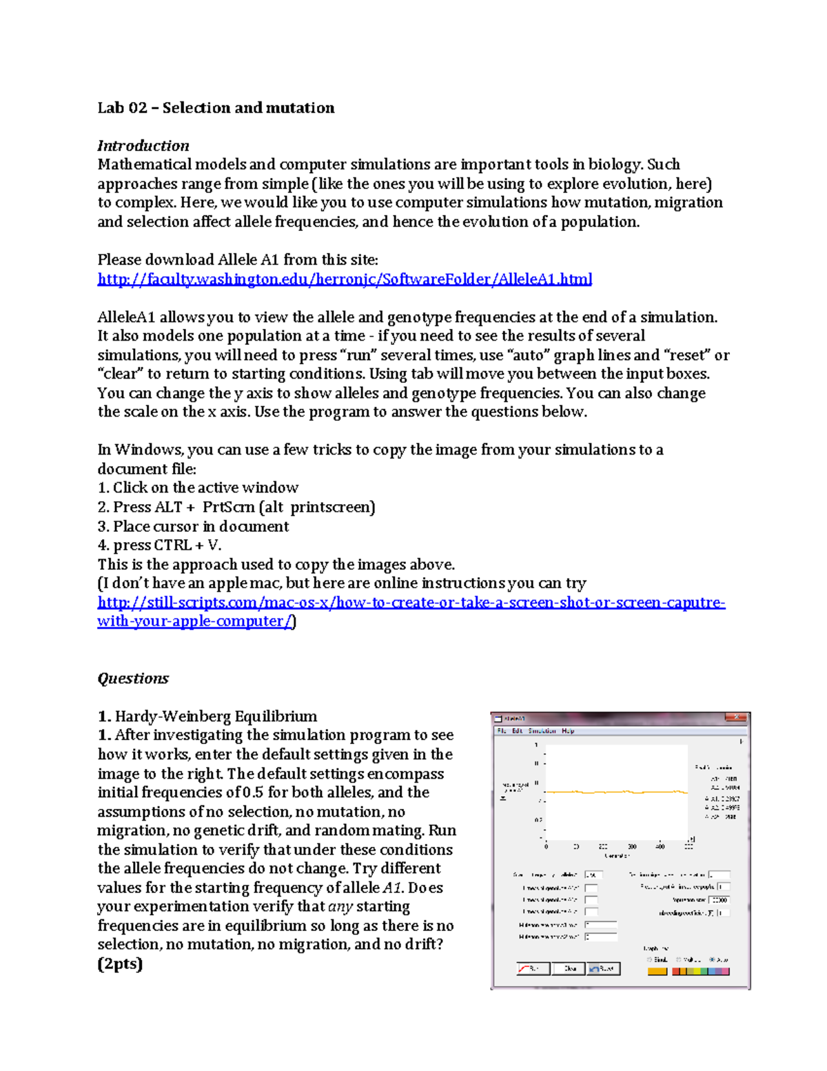 Lab02 selection and mutation key - Lab 02 – Selection and mutation ...