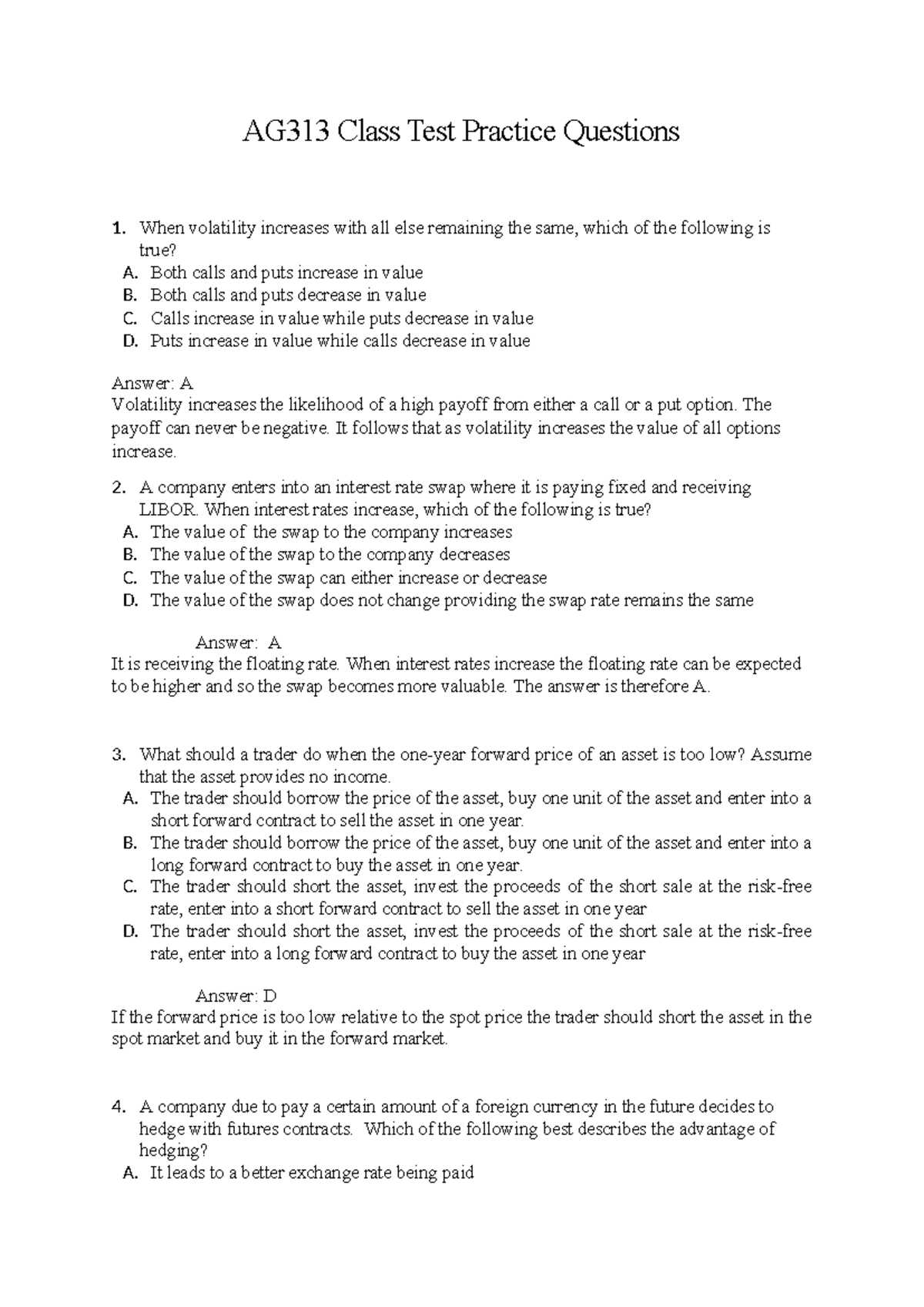 AG313 Practice Test Questions and Answers - Studocu