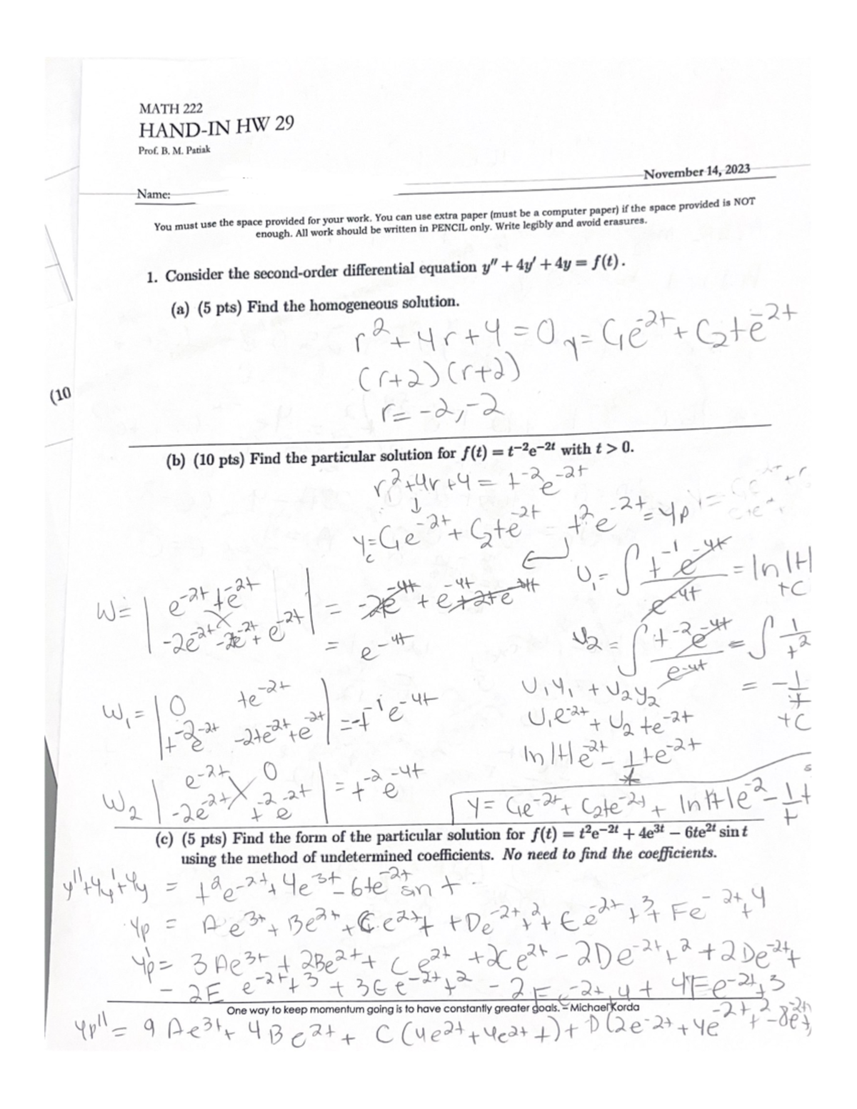 MATH 222 - Exam 2 Review for Differential Equations - Studocu