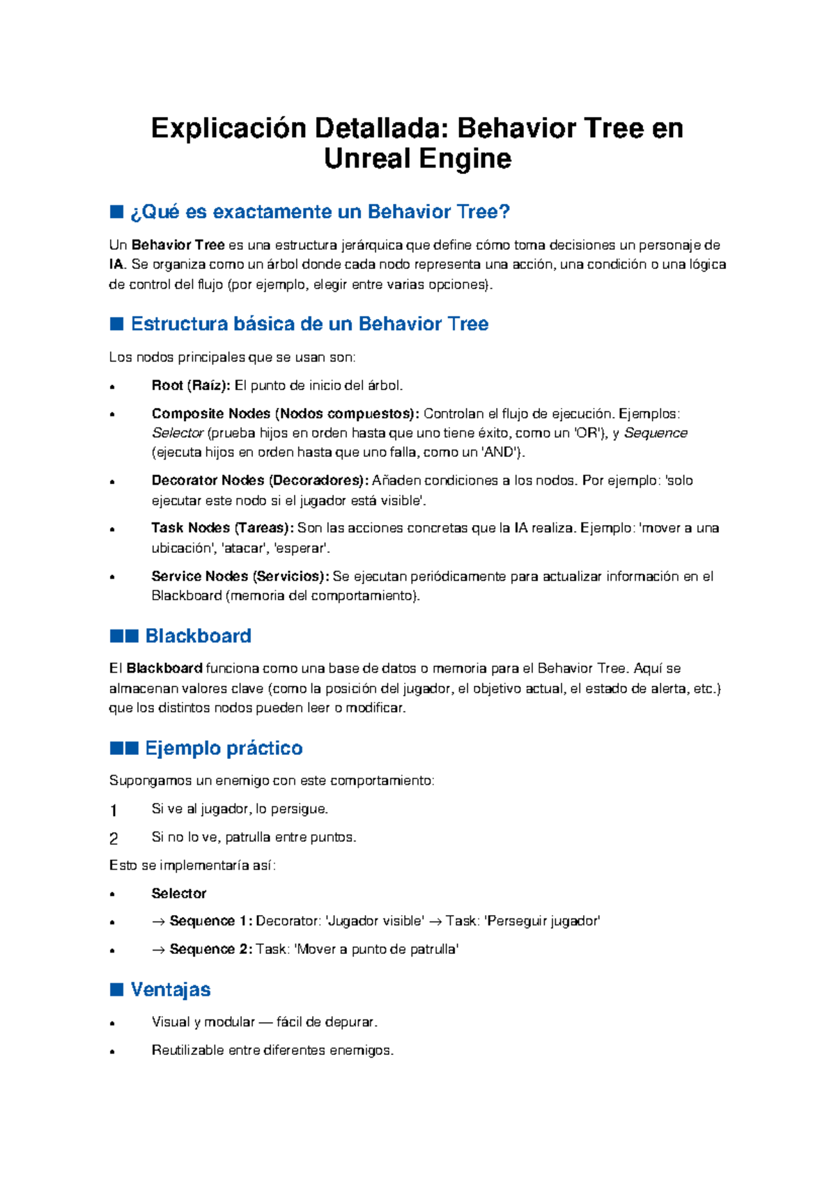 Behavior Tree en Unreal Engine: Explicación Detallada - Studocu